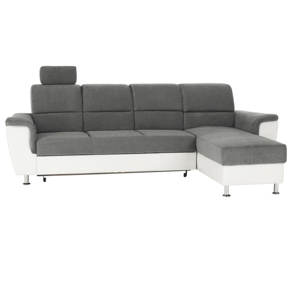 Colţar mic, piele ecologică alb/material textil gri, model dreapta, SANTIAGO COLŢAR MIC - - Roveli