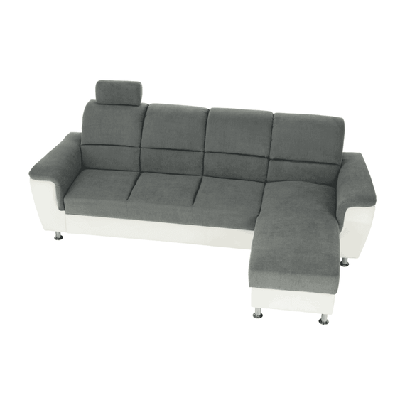 Colţar mic, piele ecologică alb/material textil gri, model dreapta, SANTIAGO COLŢAR MIC - 7- Roveli