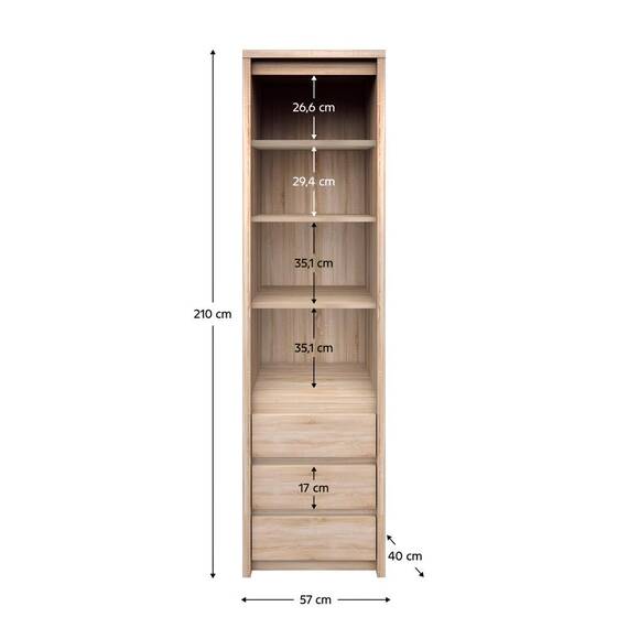 Etajeră TYP 6, PAL melaminat, stejar sonoma, NORTY - 5- Roveli