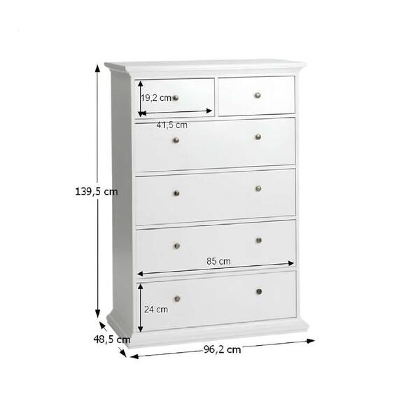 Comodă PAL înfoliat/MDF lăcuit, alb, PARIS 76718 - 3- Roveli