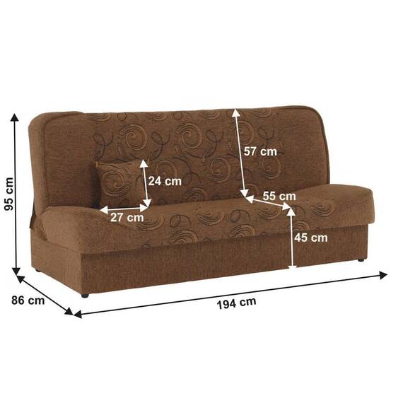 Canapea extensibilă, material textil auriu/model, ASIA NEW - 2- Roveli