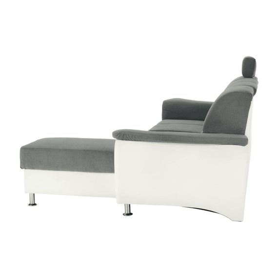 Colţar mic, piele ecologică alb/material textil gri, model dreapta, SANTIAGO COLŢAR MIC - 3- Roveli