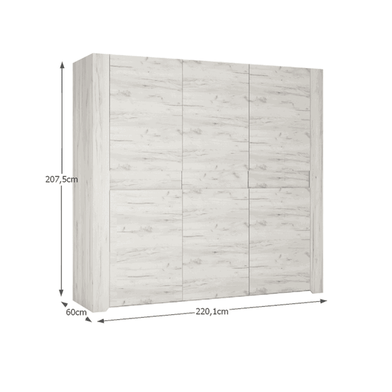 Set dormitor, (dulap, pat 160x200, 2x noptieră), alb craft, ANGEL - 3- Roveli