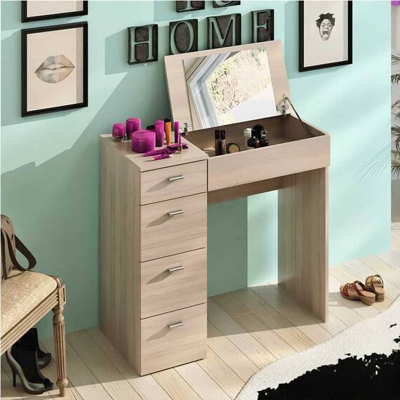 Măsuţă de toaletă/toaletă, stejar sonoma, BELINA - 2- Roveli