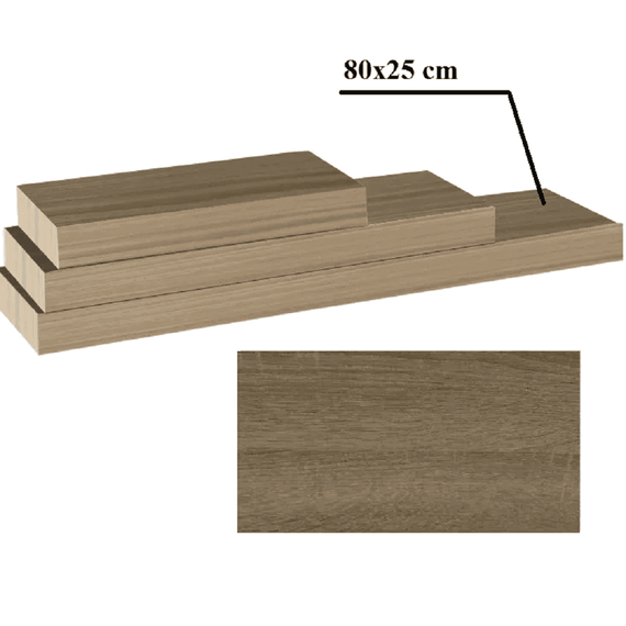 Poliţă 80x25 din MDF, stejar trufă, GANA FY 11044-4 - - Roveli