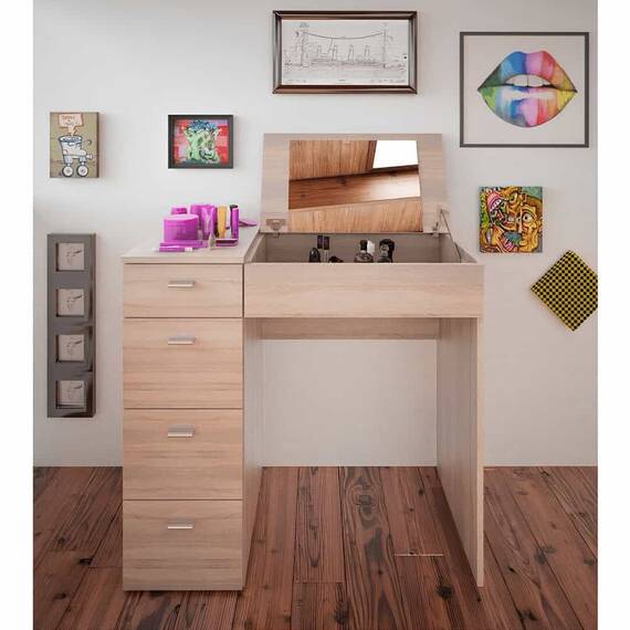 Măsuţă de toaletă/toaletă, stejar sonoma, BELINA - 4- Roveli