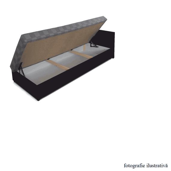 Pat cu spaţiu pentru depozitare, piele eco maro/material cu imprimeu, dreapta, JUDIT - 2- Roveli