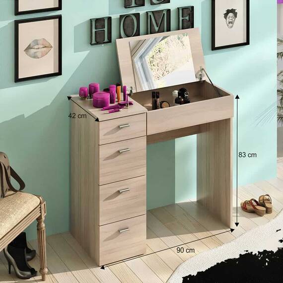 Măsuţă de toaletă/toaletă, stejar sonoma, BELINA - 3- Roveli