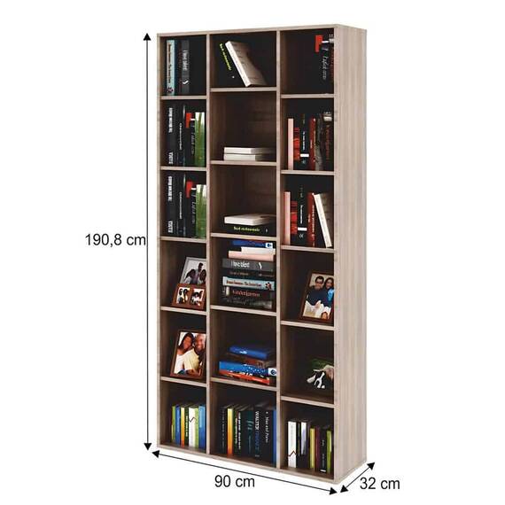 Dulap biblioraft înalt, PAL melaminat, stejar sonoma, DUNAJ Tip13 - 5- Roveli