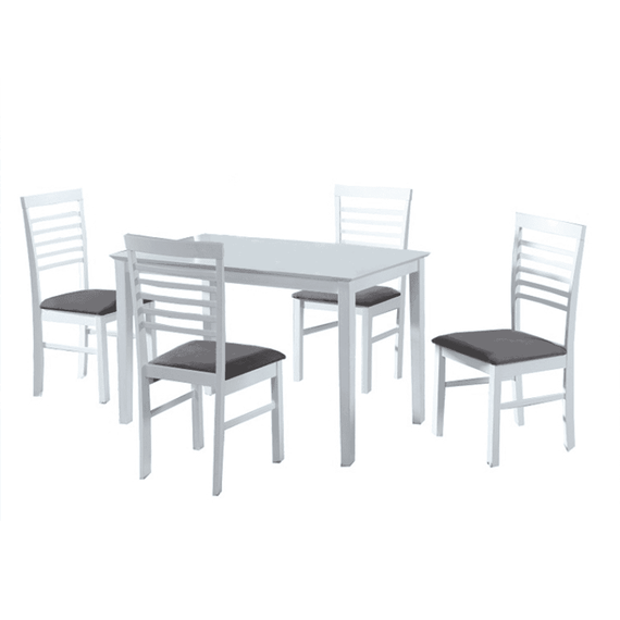 Set de bucătărie, MDF alb/textil gri, BRISBO 1+4 - - Roveli