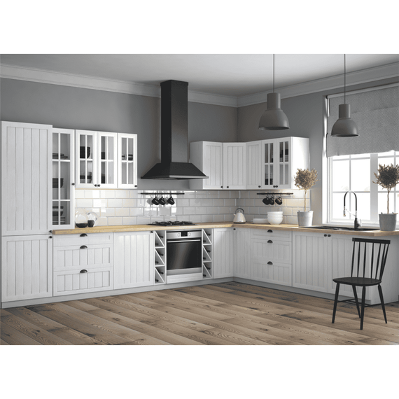 Dulap inferior cu două rafturi D25PZ, model stânga, alb, PROVENCE - 2- Roveli