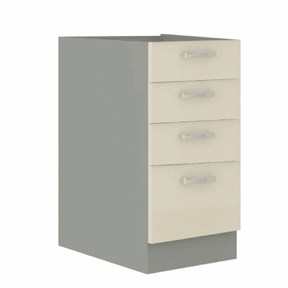Cabinet inferior, crem extra lucios/gri, PRADO 40 D 4S BB - - Roveli