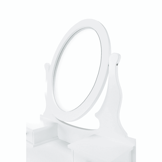 Măsuţă de toaletă cu taburet, alb/argintiu, LINET NEW - 5- Roveli