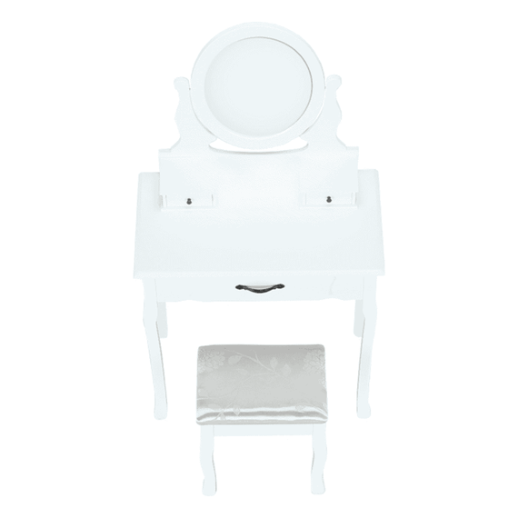 Măsuţă de toaletă cu taburet, alb/argintiu, LINET NEW - 13- Roveli