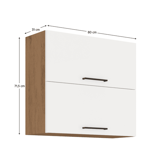 Cabinet superior, stejar Lancelot/alb extra lucios HG, VEGA 80 GU-72 2F - 10- Roveli