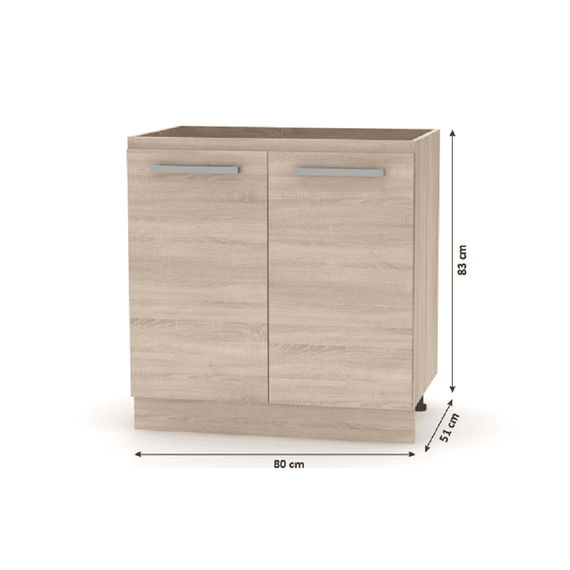 Cabinet inferior 80 2 DV, stejar sonoma, NOVA PLUS NOPL-060-0S - 3- Roveli
