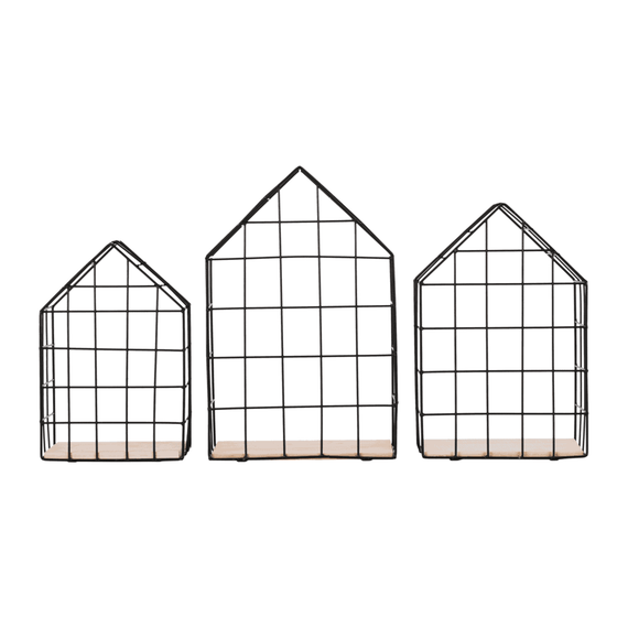 Set de 3 rafturi, natural/negru, AZURI - 4- Roveli