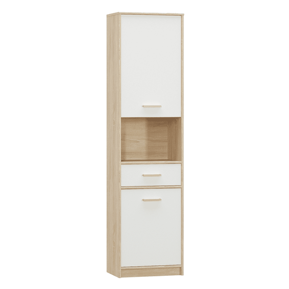 Etajeră 2D1S, alb/stejar sonoma, TEYO - - Roveli