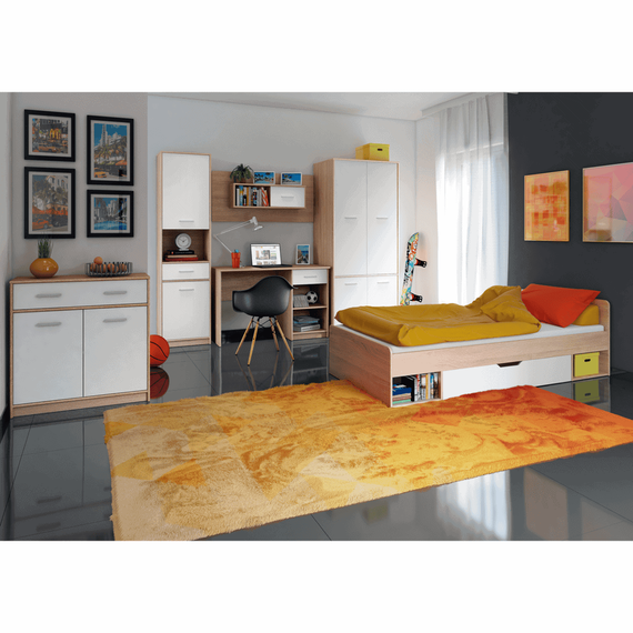 Etajeră 2D1S, alb/stejar sonoma, TEYO - 4- Roveli