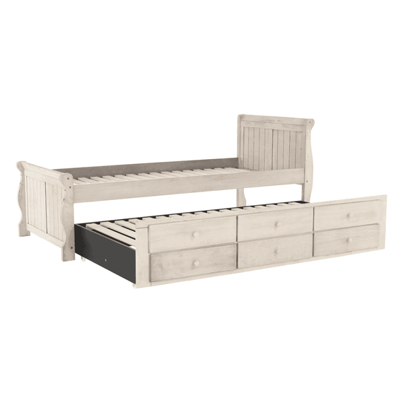 Pat cu pat suplimentar, alb antic, 90x200, ANTIKO - 7- Roveli