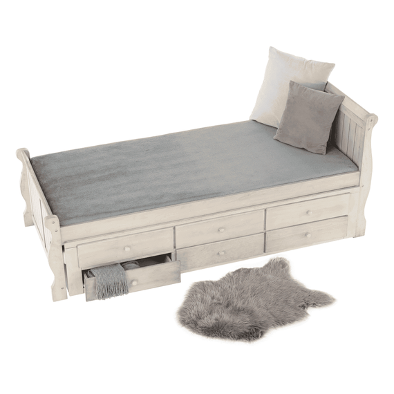 Pat cu pat suplimentar, alb antic, 90x200, ANTIKO - 6- Roveli