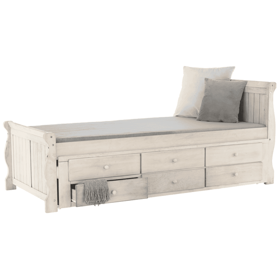 Pat cu pat suplimentar, alb antic, 90x200, ANTIKO - - Roveli
