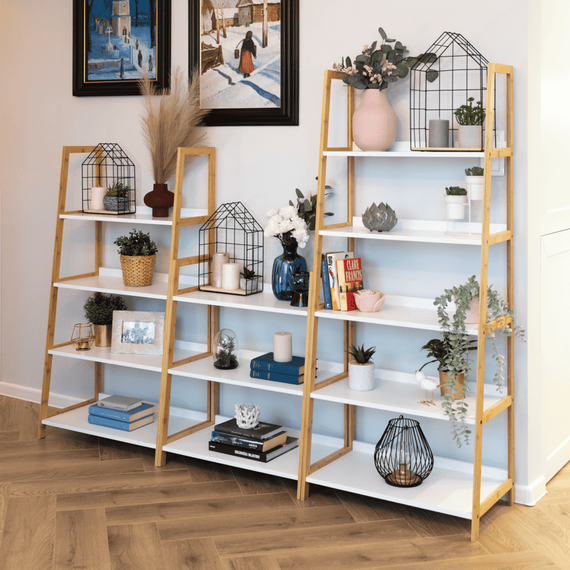 Etajeră cu 5 rafturi, alb/natural, KOEN TYP 3 - 12- Roveli