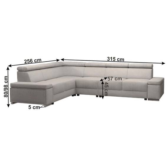 Colţar, gri bej Taupe, model stânga, BOBY - 3- Roveli