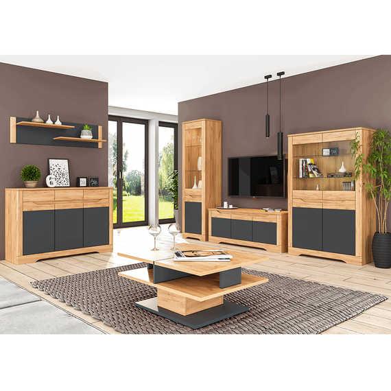 Raft deschis, stejar craft auriu / gri grafit, dreapta, FIDEL R2 - 2- Roveli