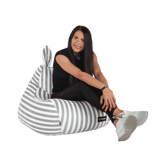 Fotoliu tip sac, alb/gri, LAPIN - 7- Roveli