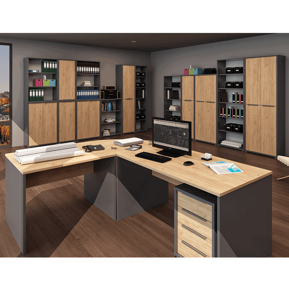 Dulap, grafit/stejar artisan, RIOMA NEW TYP 10 - 3- Roveli