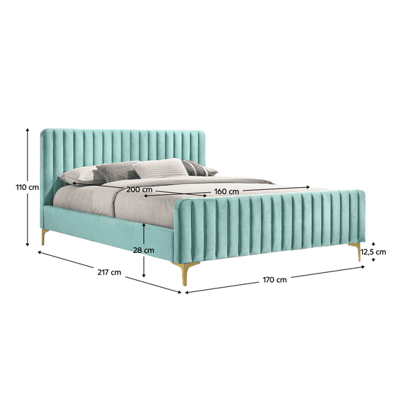 Pat, neo mint/gold crom auriu mat, 160x200, KAISA - 2- Roveli