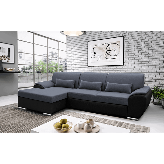 Colţar extensibil, negru/gri închis, model stânga, EMILY - 3- Roveli