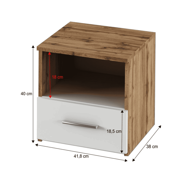 Set dormitor (pat 160x200 cm), stejar wotan/alb, GABRIELA NEW - 4- Roveli