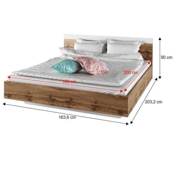 Set dormitor (pat 160x200 cm), stejar wotan/alb, GABRIELA NEW - 6- Roveli