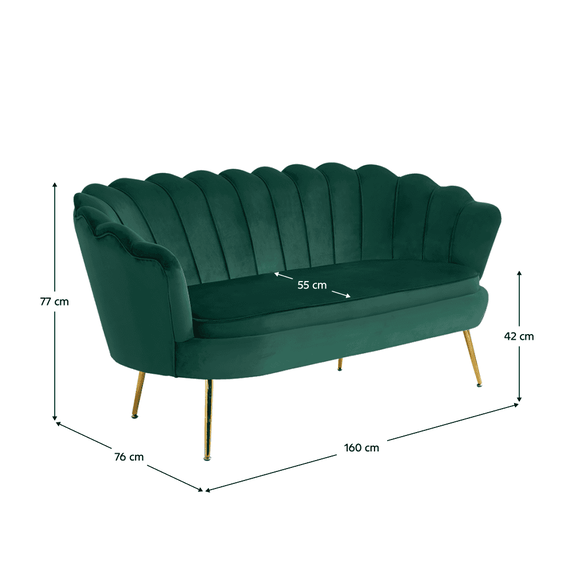 Canapea de lux, 2,5 locuri, smarald / auriu, Art-deco, NOBLIN - 2- Roveli