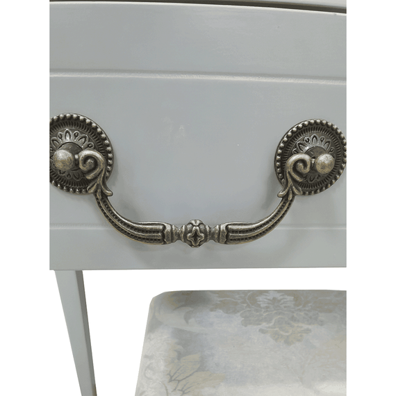 Masă de toaletă cu taburet, gri / argintiu, REGINA NEW - 4- Roveli