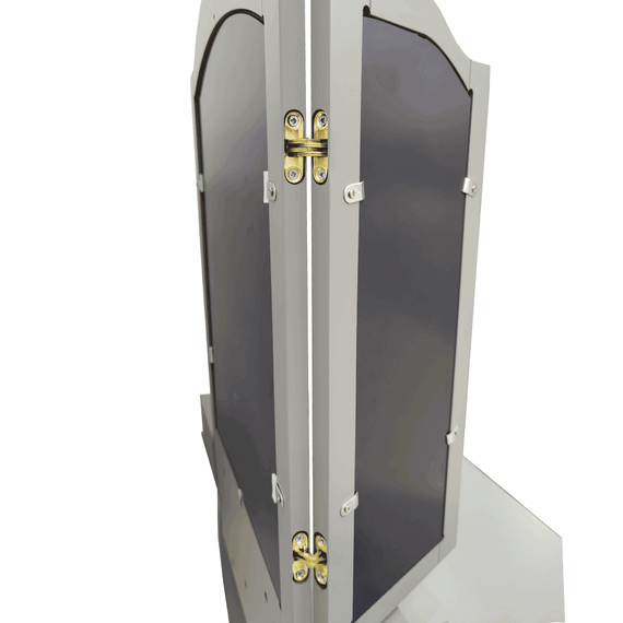 Masă de toaletă cu taburet, gri / argintiu, REGINA NEW - 5- Roveli