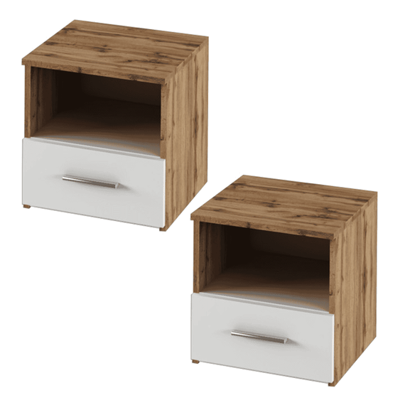 Set dormitor (pat 160x200 cm), stejar wotan/alb, GABRIELA NEW - 3- Roveli