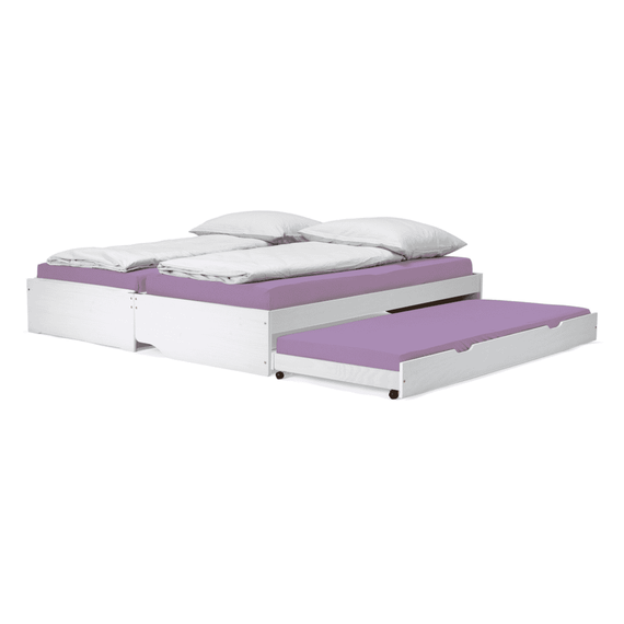 Pat cu module suplimentare extensibile, culoare albă, lemn masiv, 90x200, FLOPY - 3- Roveli