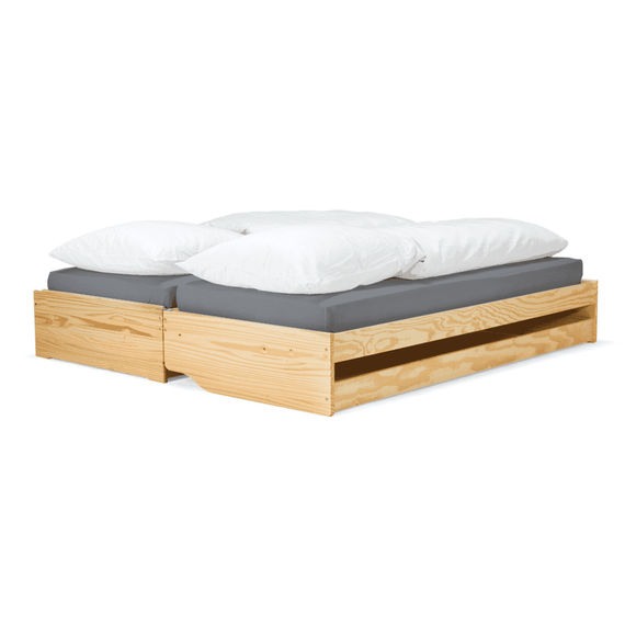 Pat cu module suplimentare extensibile, culoare naturală, lemn masiv, 90x200, FLOPY - 5- Roveli