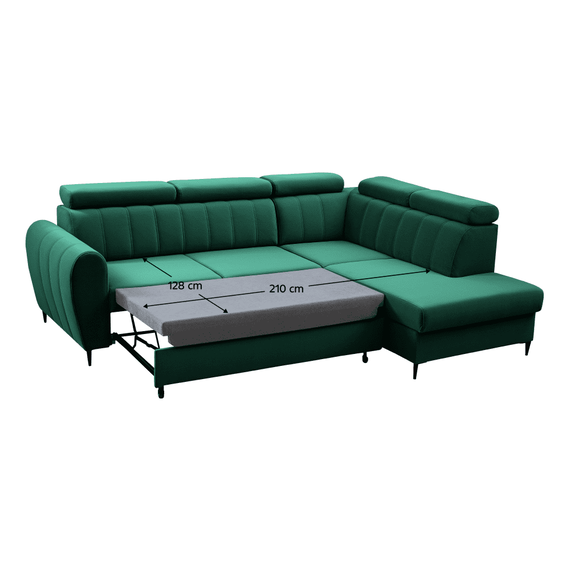 Canapea extensibilă, smarald, dreapta, KORIO L - 8- Roveli