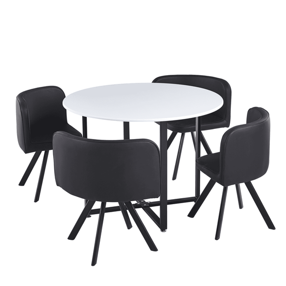 Set de mobilier dining 1+4, alb/negru, BEVAN NEW - - Roveli