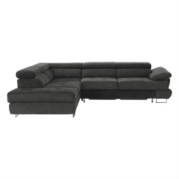 Set canapea cu spaţiu de depozitare, gri, material textil, stânga, BUTON R - 10- Roveli