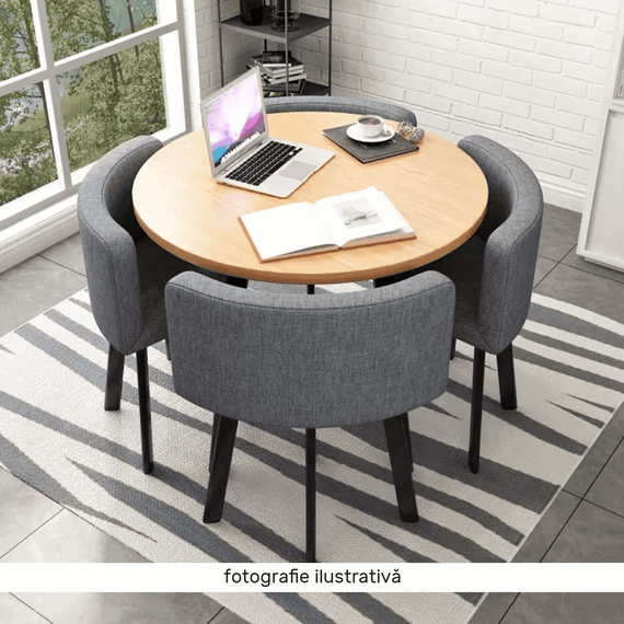 Set de mobilier dining 1+4, alb/negru, BEVAN NEW - 2- Roveli