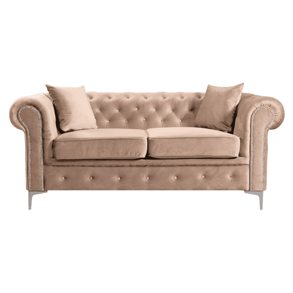 Canapea extensibilă de lux 2 locuri, stofă maro deschis Velvet, ROMANO - - Roveli