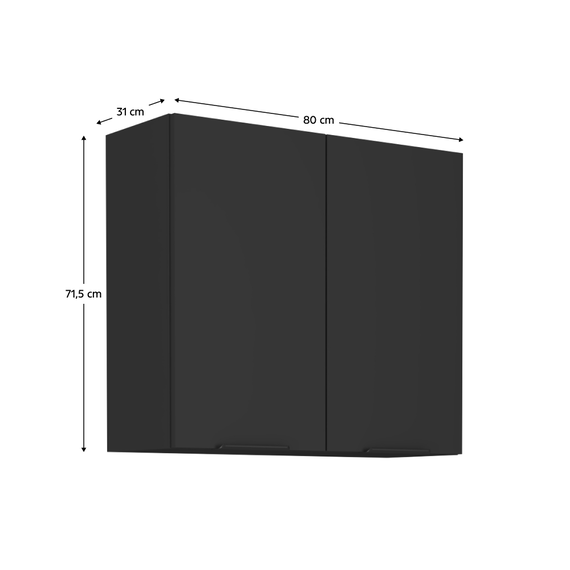 Dulap de sus, negru, SIBER 80 G-72 2F - 5- Roveli