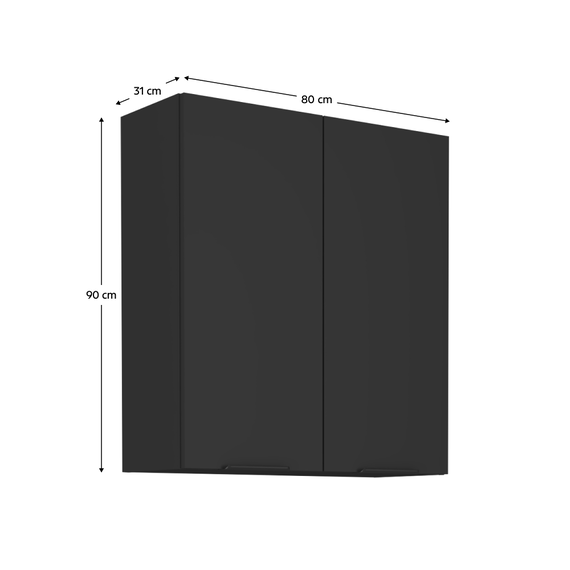 Dulap de sus, negru, SIBER 80 G-90 2F - 2- Roveli