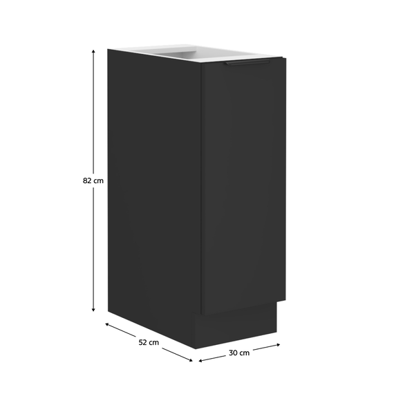 Dulap inferior cu coş extensibil, negru, SIBER 30 D CARGO BB - 5- Roveli