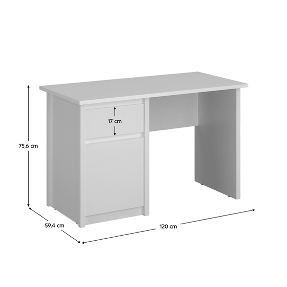 Masă PC 1D1S/120, albă, ERODIN - 2- Roveli